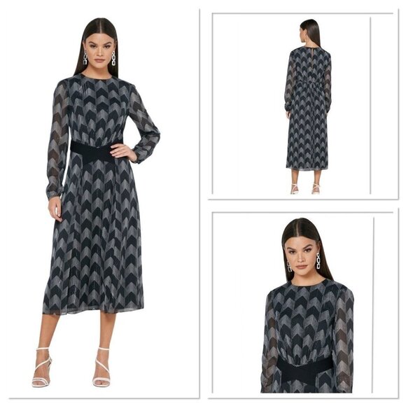 Ted Baker Aselli Atlas Double Split Long Sleev Midi Dress Size XXS (0) New $295 - Picture 1 of 12